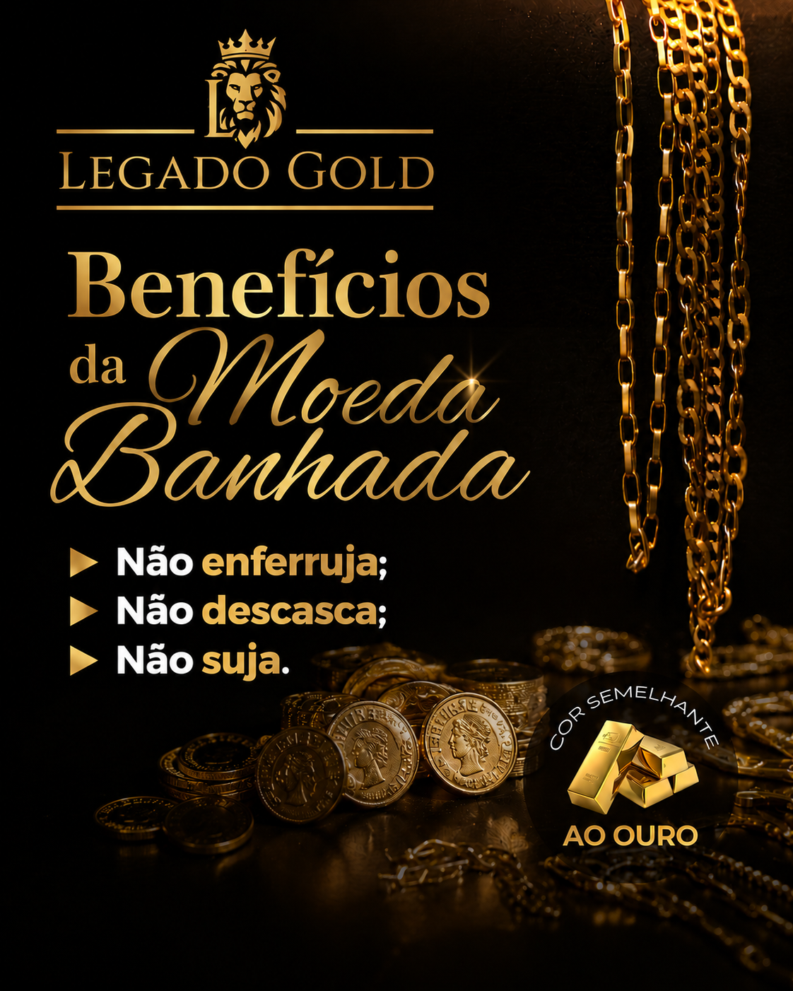 CORRENTE BANHADA: CADEADO DUPLA 3MM