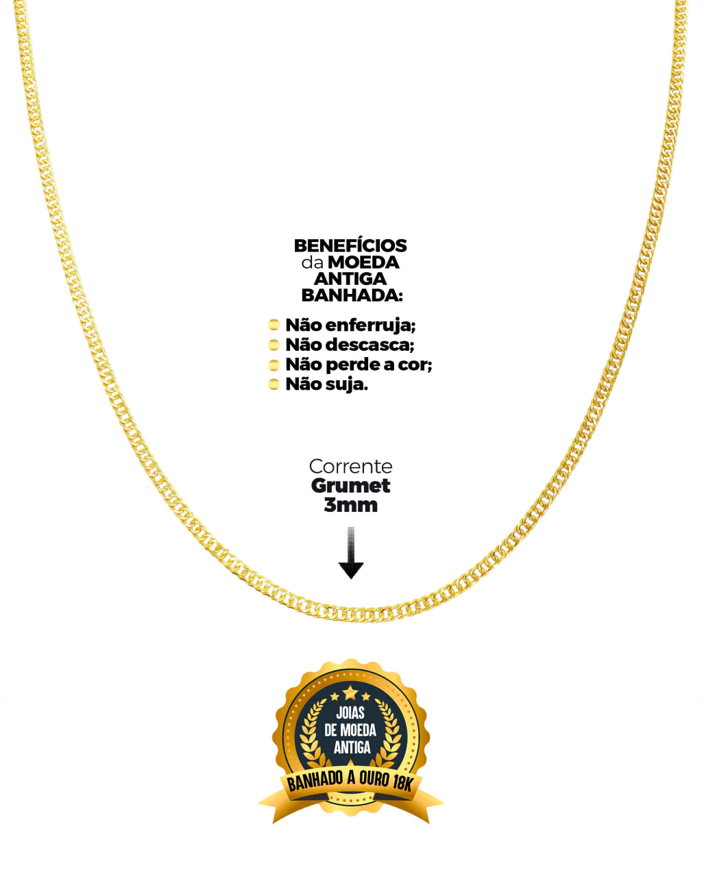 CORRENTE BANHADA: GRUMET 3MM